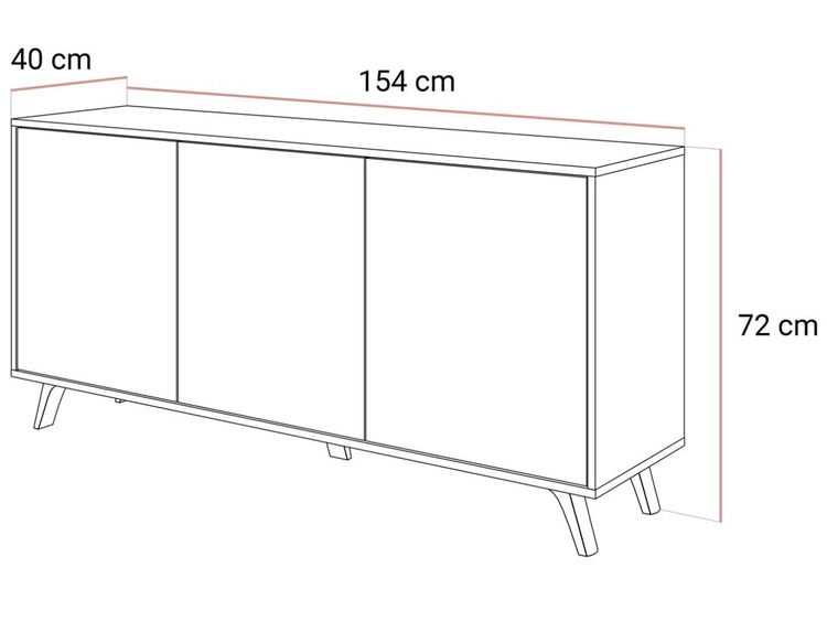Trzydrzwiowa komoda 154 cm w stylu glamour na kaszmirowych nogach Vivance kaszmir połysk