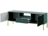 Szafka pod telewizor z szufladami i drzwiczkami Amber zielona na złotych nogach
