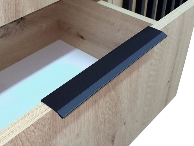 Komoda z drzwiami i szufladami 155 cm Macron Szara z lamelami