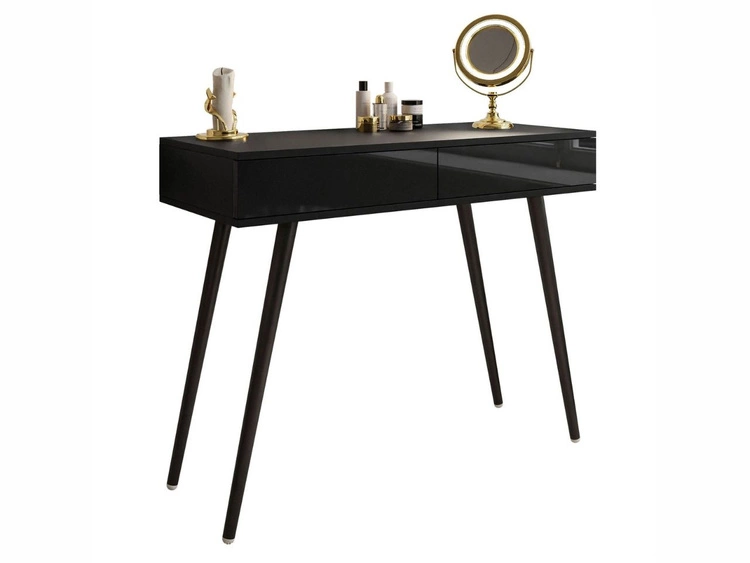 Konsola glamour z szufladami i czarnymi nogami Olivine czarny połysk
