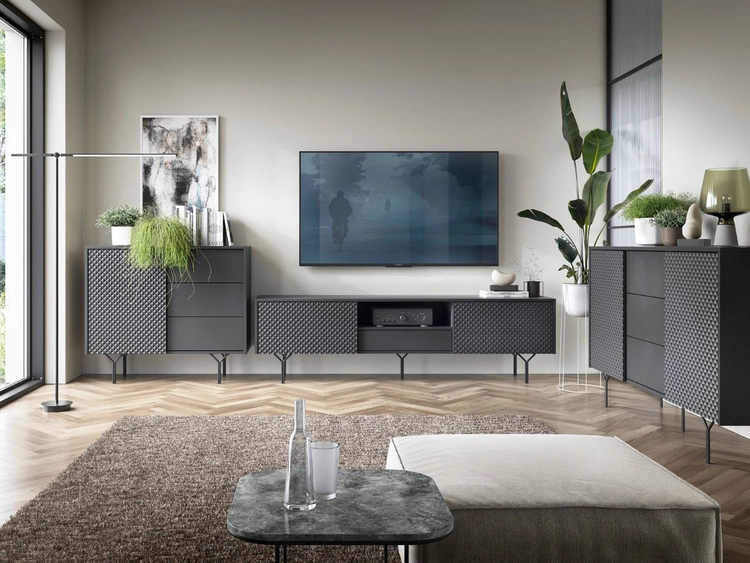 Komoda z drzwiami i szufladami 97 cm Ravi Czarna