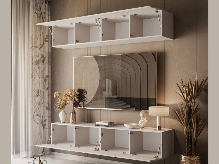 Wisząca meblościanka do salonu z oświetleniem LED Nodoo Kaszmir