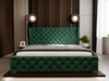 Łóżko tapicerowane z pojemnikiem i stelażem 200x200 cm Kingston Zielone