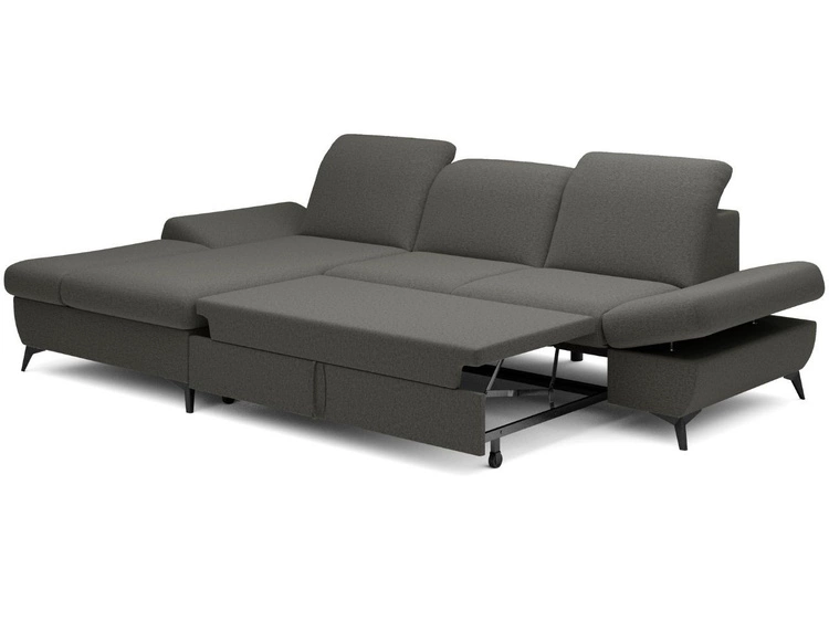 Narożnik L Lewy z funkcją spania i pojemnikiem Hannover Ciemnoszary