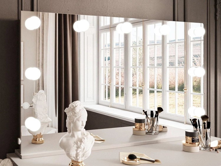 Toaletka z lustrem, szufladami i oświetleniem LED Melo Elite kaszmir mat