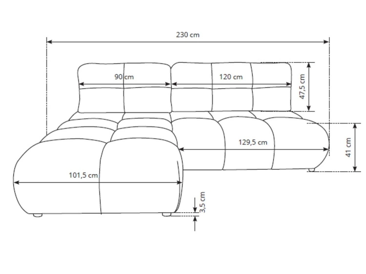 Narożnik z funkcją spania i pojemnikiem Prawy Milet Beżowy