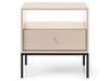 Stolik nocny z szufladą na czarnych nóżkach Amor Beż piaskowy