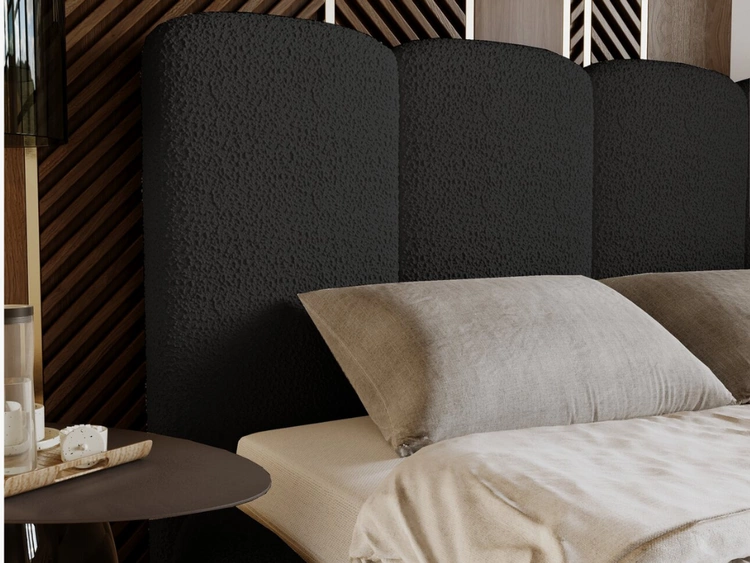 Łóżko tapicerowane z pojemnikiem i stelażem 180x200 Galli Czarne