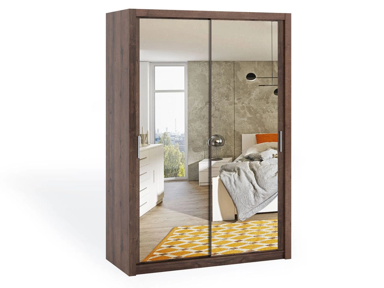 Szafa dwudrzwiowa z drzwiami przesuwnymi 150 Bino Ciemnobrązowa