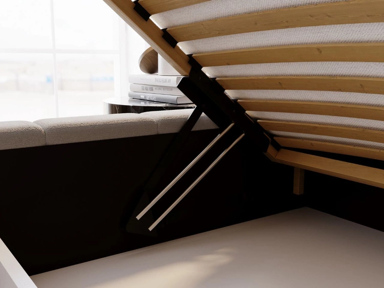 Łóżko tapicerowane z pojemnikiem i stelażem 140x200 Mellow Jasny szary