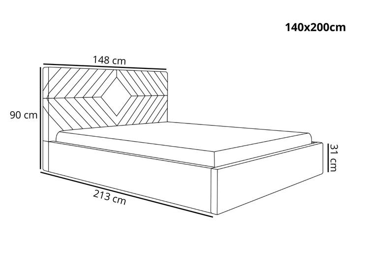 Łóżko tapicerowane z pojemnikiem i stelażem 140x200 Loris Beżowe