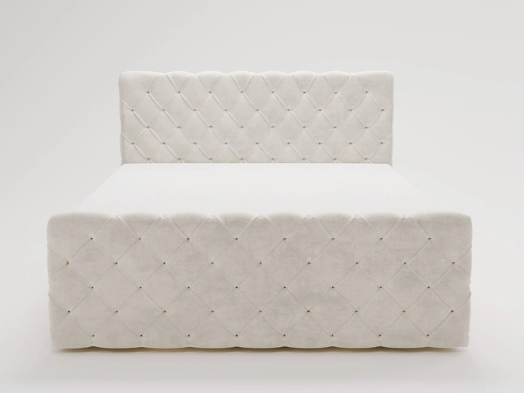 Łóżko kontynentalne z pojemnikiem na pościel 120x200 Lunaris Kremowe