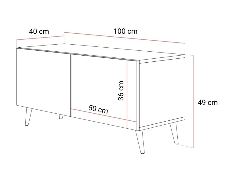 Szafka RTV pod telewizor z drzwiczkam i oświetleniem LED na czarnych nóżkach 100 cm Noaé Czarny połysk