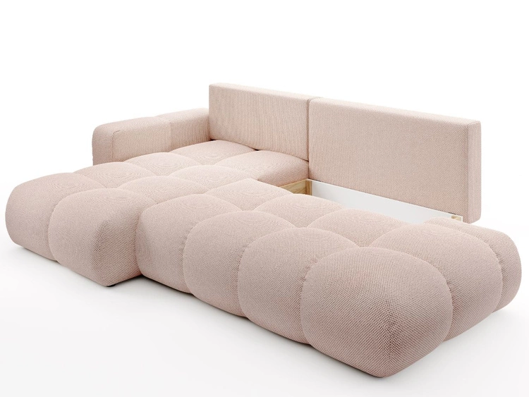 Narożnik L Lewy z funkcją spania i pojemnikiem Sile L Jasnoróżowy