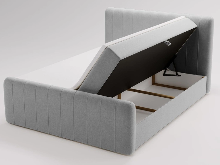 Łóżko kontynentalne z pojemnikiem na pościel 120x200 Osteno Szare