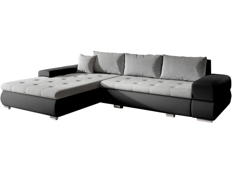 Narożnik L uniwersalny z funkcją spania i pojemnikiem Sonia Szary, Czarny