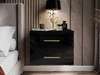Podwieszany stolik nocny z dwoma szufladami Nuveo Czarny połysk