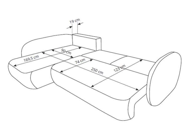Narożnik z funkcją spania i pojemnikiem Prawy Carino Zielony