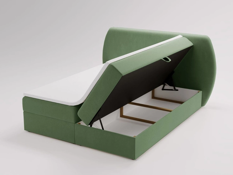 Łóżko kontynentalne z pojemnikiem na pościel 160x200 Bogota Zielone