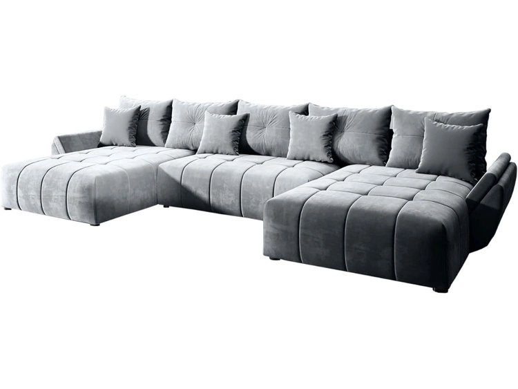 Narożnik U z funkcją spania i pojemnikiem Decor U Jasny szary