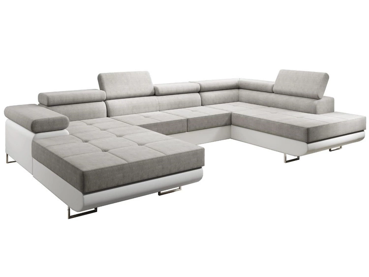 Narożnik U prawy z funkcją spania i pojemnikiem Solam U Szary, Biały