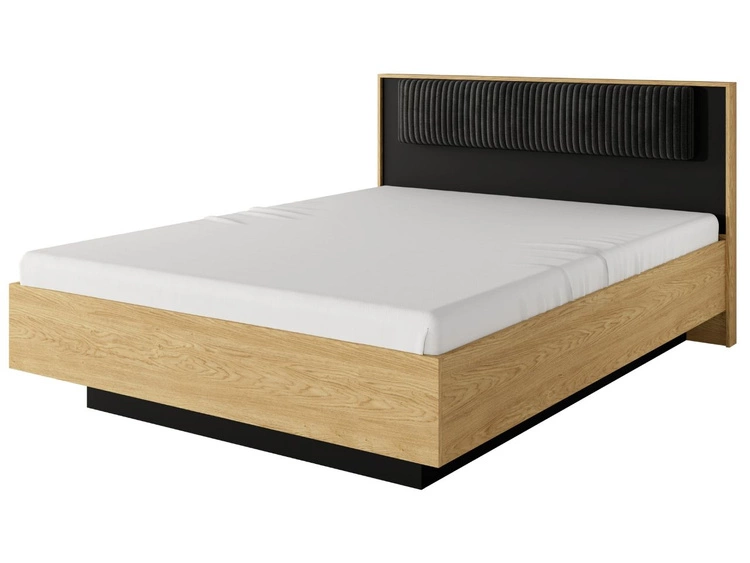 Łóżko drewniane z pojemnikiem 160x200 Bolzano Dąb Bałtycki, Czarne