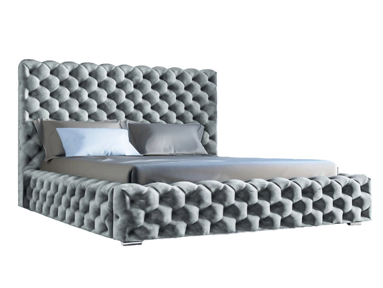 Łóżko tapicerowane z pojemnikiem i stelażem 120x200 Heaven Jasny szary