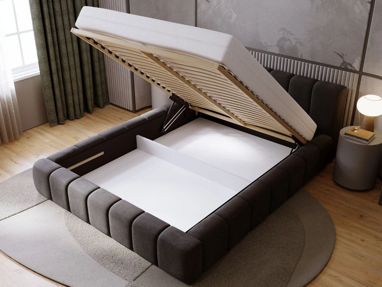 Łóżko tapicerowane z pojemnikiem i stelażem 120x200 Orio Czarny