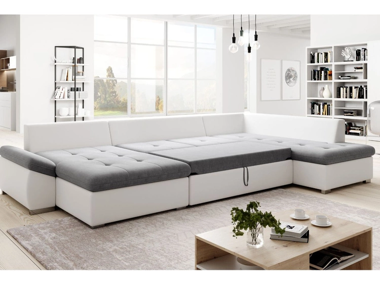 Narożnik U prawy z funkcją spania Moni U Różowy