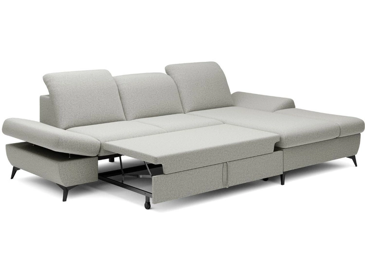 Narożnik L Prawy z funkcją spania i pojemnikiem Hannover Jasny szary