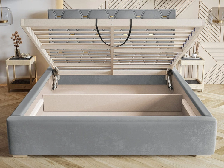 Łóżko tapicerowane z pojemnikiem i stelażem 120x200 Tasso Beżowe