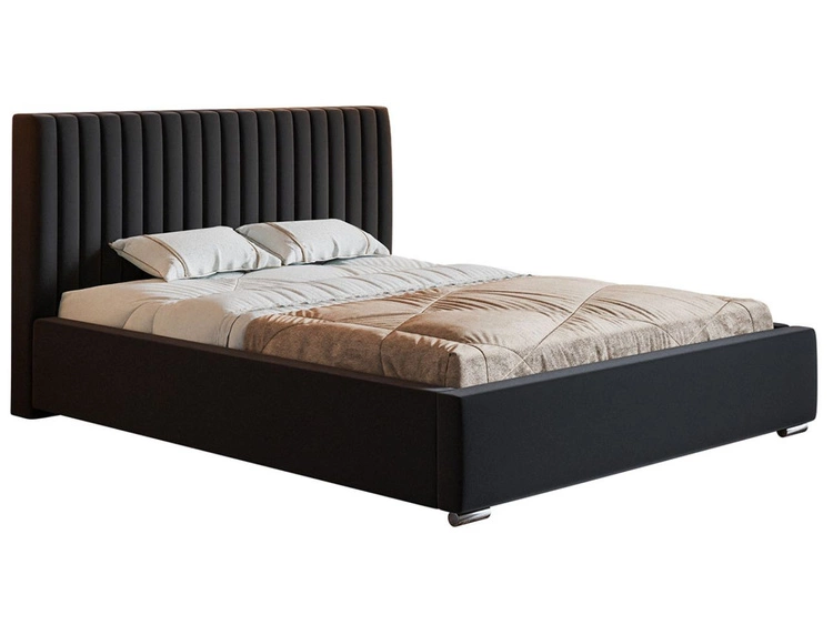 Łóżko tapicerowane z pojemnikiem i stelażem 140x200 Toscania Czarne