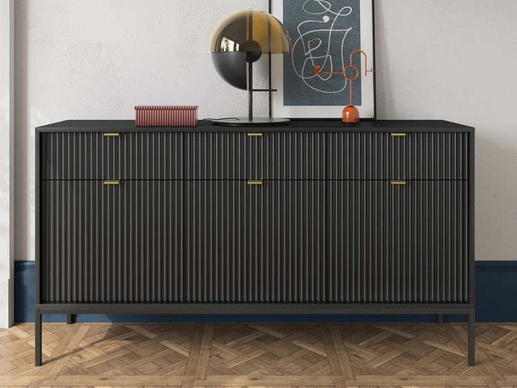 Zestaw mebli do salonu Amber czarny na czarnych nogach