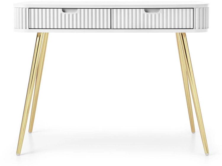 Toaletka z złotymi metalowymi nogami Viva Biała