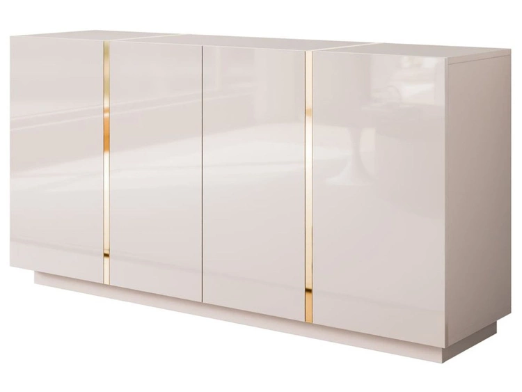 Czterodrzwiowa komoda 158 cm w stylu glamour Lunelie kaszmir połysk