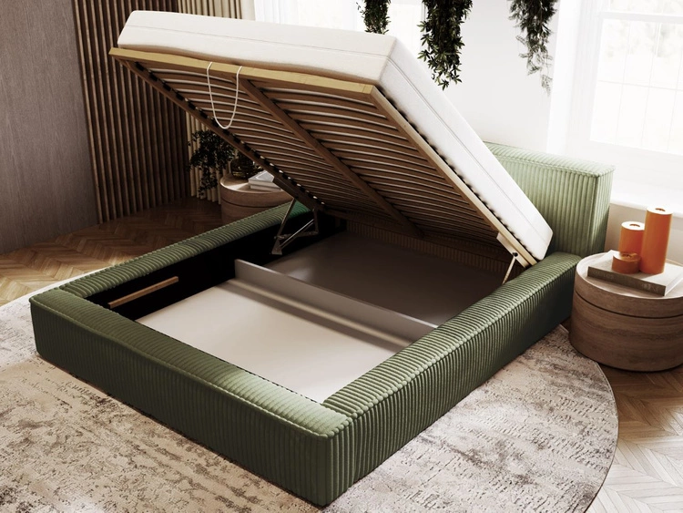 Łóżko tapicerowane z pojemnikiem i stelażem 180x200 Lago Zielone