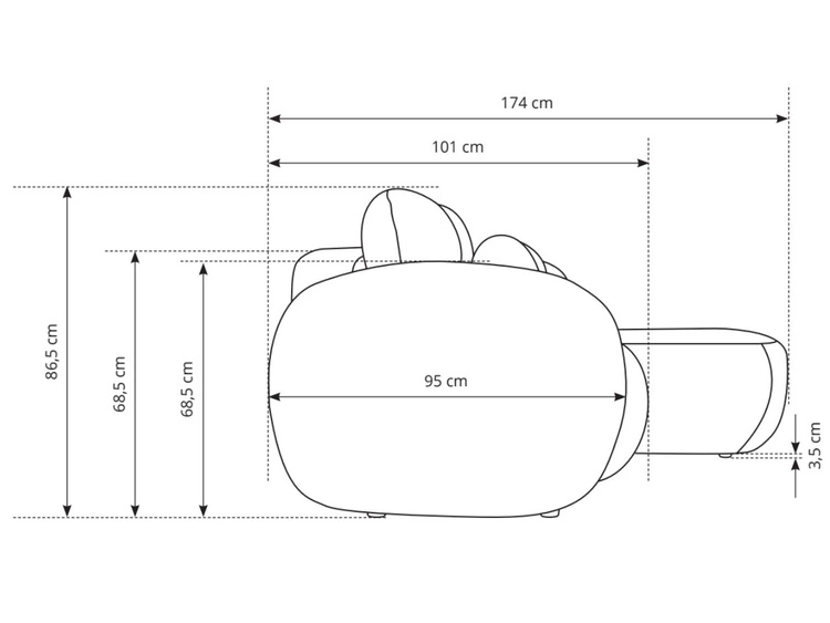 Narożnik L Lewy z funkcją spania i pojemnikiem Oreo Kremowy