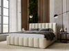 Łóżko tapicerowane z pojemnikiem i stelażem 200x200 Neos Beżowe
