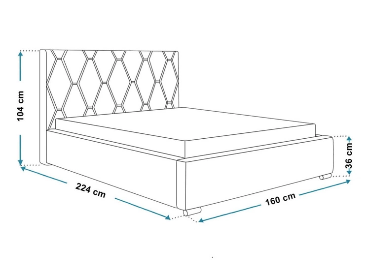 Łóżko tapicerowane z pojemnikiem i stelażem 140x200 Tasso Czarne