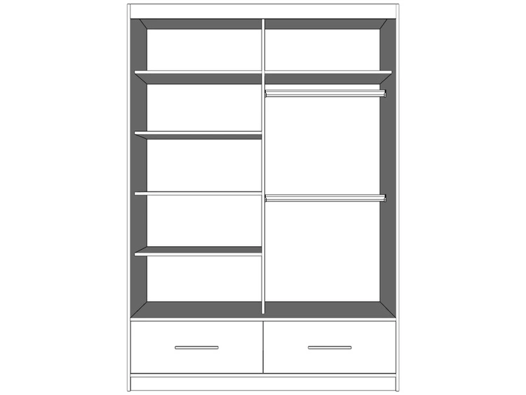 Szafa trzydrzwiowa z drzwiami przesuwnymi 150 cm Fiore Szary, Biały z lustrem