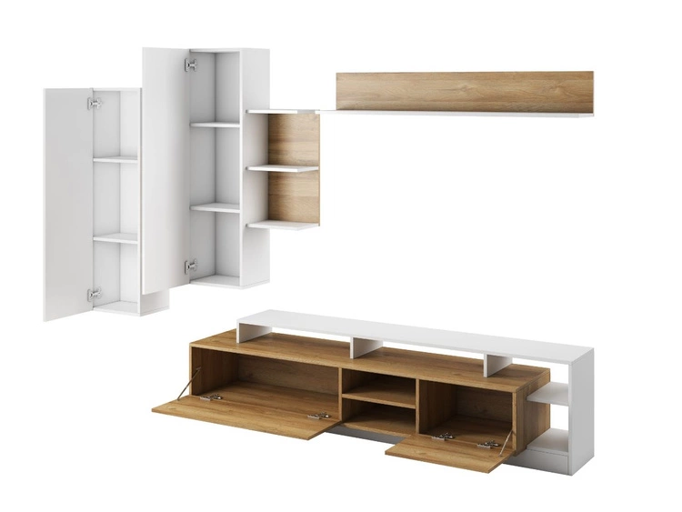 Meblościanka do salonu Alvano Dąb Grandson, Biała