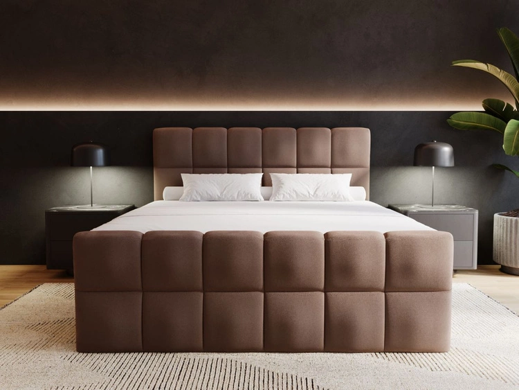 Łóżko kontynentalne z pojemnikiem na pościel 180x200 Alicante Brązowe