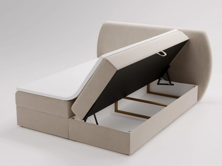 Łóżko kontynentalne z pojemnikiem na pościel 140x200 Bogota Beżowe