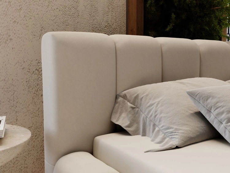 Łóżko tapicerowane z pojemnikiem i stelażem 140x200 Split Jasny szary