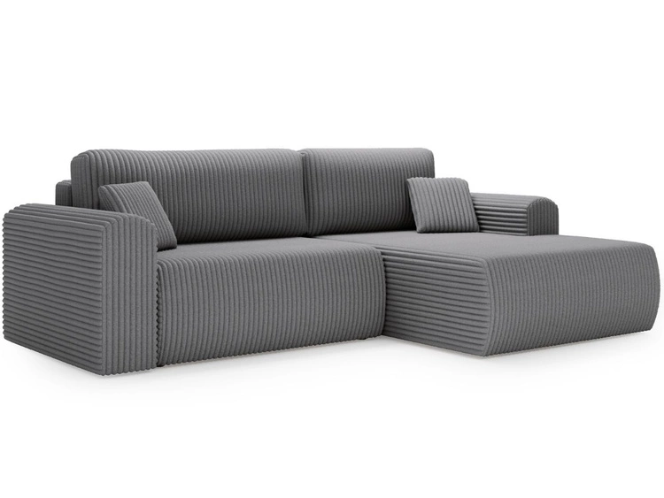 Narożnik z funkcją spania i pojemnikiem Belvio prawy Ciemnoszary