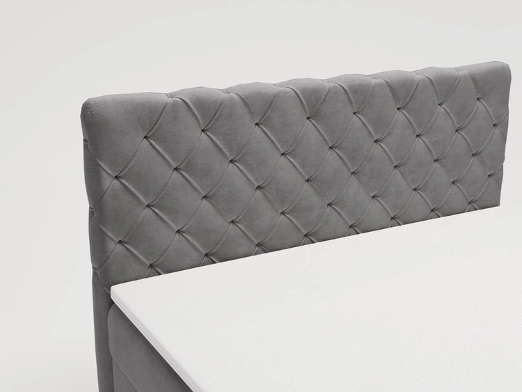 Łóżko kontynentalne z pojemnikiem na pościel 180x200 Lunaris Szare