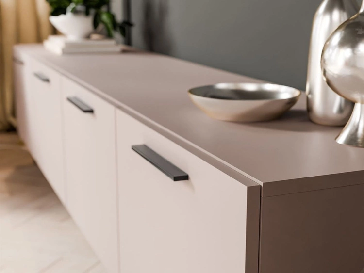 Meblościanka do salonu na czarnych nogach Noaé Kaszmir