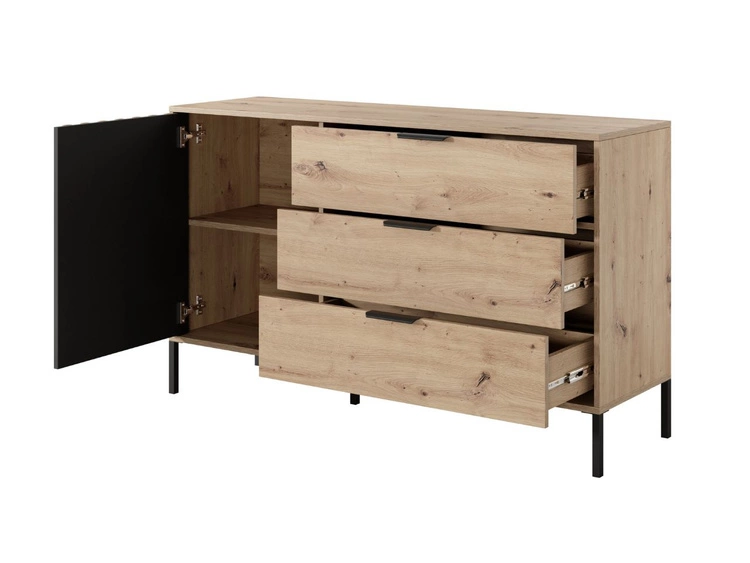 Komoda z drzwiami i szufladami Turia Dąb Artisan, Antracyt