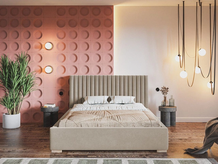 Łóżko tapicerowane z pojemnikiem i stelażem 180x200 Toscania Beżowe