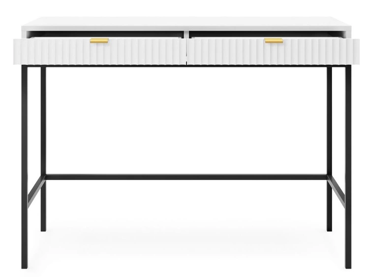 Toaletka z czarnymi metalowymi nogami Amber biała